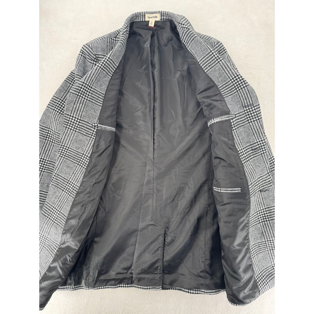Nordstrom Open Edit Mens Glen Plaid Coat Black White Check Overcoat Large NWOT - Picture 5 of 11